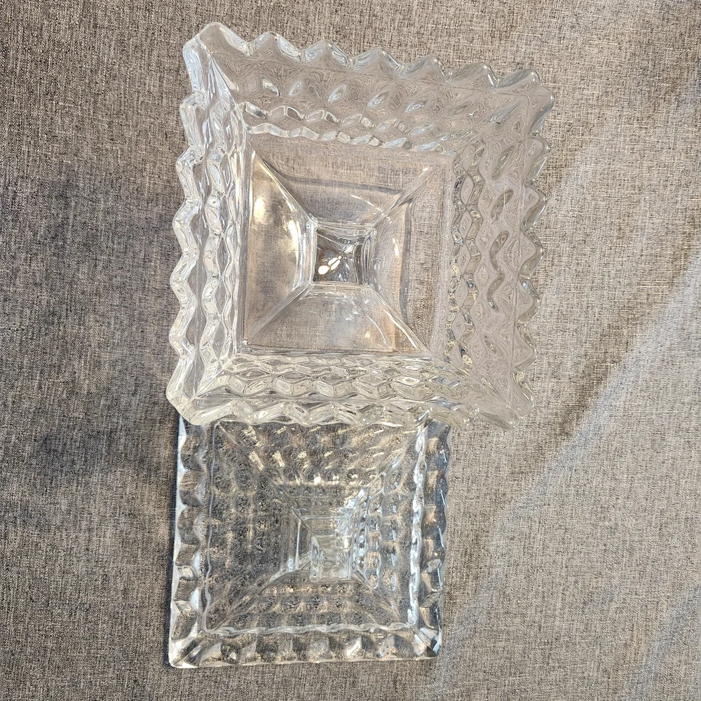 VTG Fostoria American Clear Wedding Bowl With Lid /Candy Dish/Compote HEAVY! - Picture 12 of 16